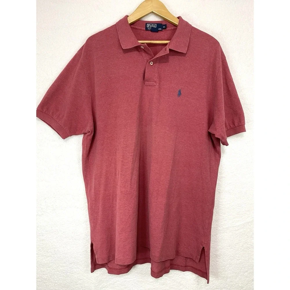 Polo Ralph Lauren Mens XL Short Sleeve Pique Polo Shirt Red‎ Pink Blue Pony Logo